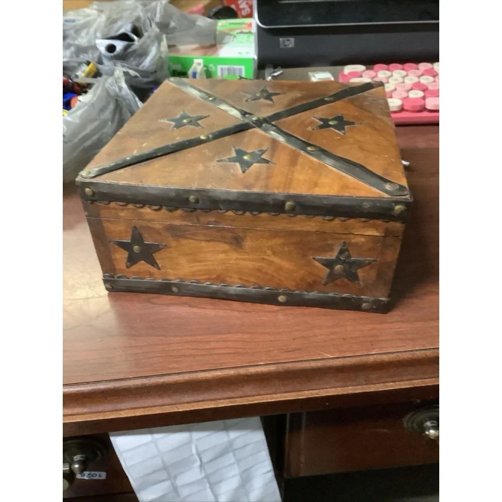 Vintage decorative wooden box Handmade wooden keepsake stars Rustic Cottage